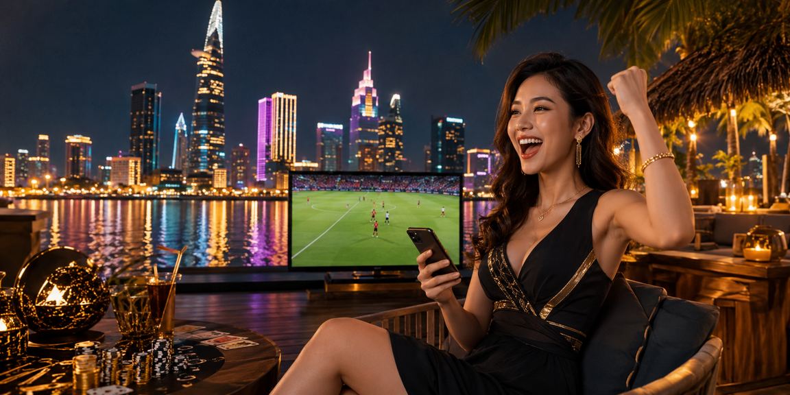 Người chơi trải nghiệm game bài neon tại TP. Hồ Chí Minh trên điện thoại