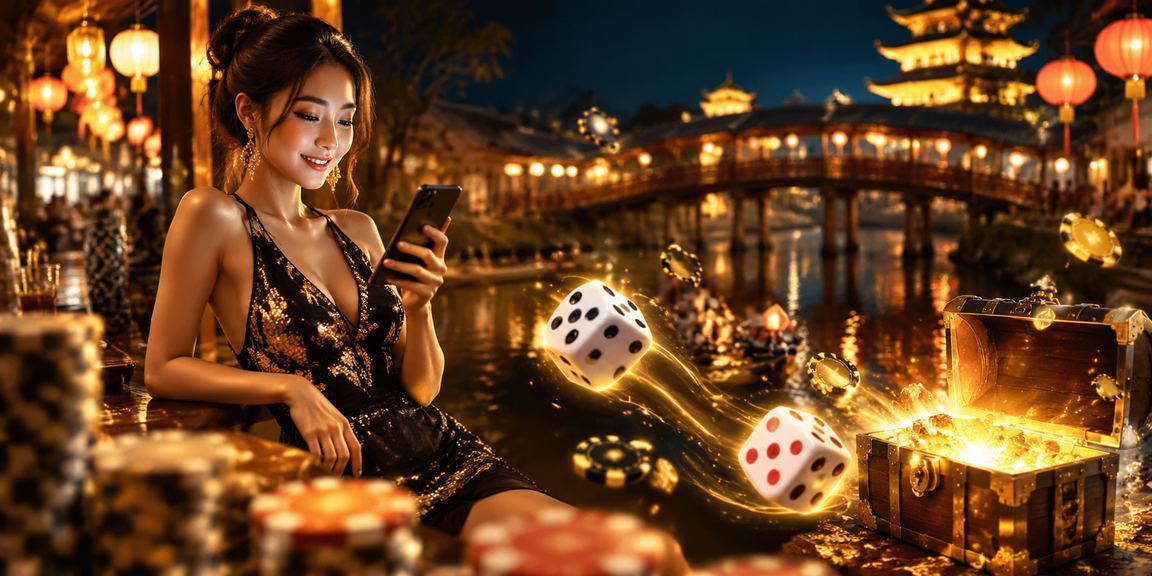 Không khí chợ đêm Huế với trò chơi tài xỉu xúc xắc truyền thống và giải trí trực tuyến hiện đại